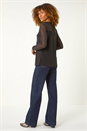 Black Holographic Foil Mesh Sleeve Top, Image 3 of 5
