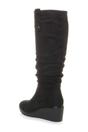 Black Mid Wedge Heel Slouch Knee High Calf Boots, Image 4 of 4