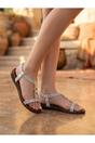 Silver iKrush Silver Grace Rhinestone Chain Flat Sandals, Image 1 of 8