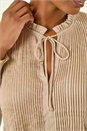 Stone Satin Pleated Tie Neck Top, Image 6 of 7