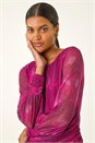 PINK Printed Stud Mesh Stretch Top, Image 1 of 6