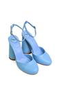 Blue XY LONDON Blue 'Ekin' Ankle Strap Statement Cylinder Block Heel, Image 4 of 5