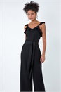 Black Dusk Frill Detail Wide Leg Jumpsuit, Image 2 of 5