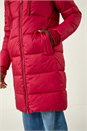 Red Longline Padded Hooded Coat, Image 7 of 7