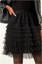 Black Mesh Layered Mini Skirt, Image 5 of 5