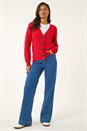 Red Bow Embellished Sequin Knit Cardigan, Image 2 of 5