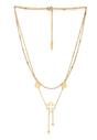 Gold Diva Double Layered Floral Tassel Chain Necklace, Image 3 of 5