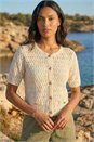Ivory  Pointelle V-Neck Knit Cardigan, Image 3 of 4