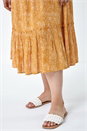 Yellow Curve Printed Crinkle Shirred Midi Dress, Image 5 of 5