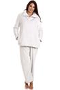 Light Grey Camille Lingerie Light Grey Supersoft Two Piece Striped Pyjama Set, Image 1 of 4
