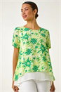 Green Floral Layered Tunic Top, Image 4 of 5