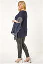 Navy  Curve Sequin Trim Overlay Top, Image 3 of 5