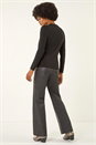 Black Ruched Button Stretch Top, Image 3 of 5