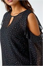 Black Metallic Star Frill Detail Top, Image 5 of 5