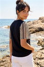 Black Dusk Contrast Crochet Sleeve Top, Image 3 of 4