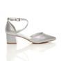 Silver AJVANI Silver Mid Block Heel Crossed Strap Pointed Toe 2 Part Heels, Image 2 of 6