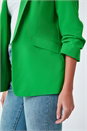 Green Ruched 3/4 Sleeve Stretch Blazer , Image 4 of 4