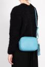 Blue Italian Leather Crossbody Camera Bag, Image 3 of 3