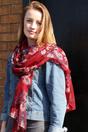 Burgundy Large Butterfly Print Lightweight Scarf, Image 2 of 3