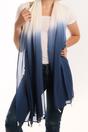 Navy Blue Tie Dye Tasselled Lightweight Scarf, Image 2 of 2