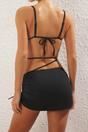 Black Triangle Bikini Set with Tie Side Skirt Detail, Image 3 of 3
