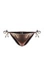 Bronze WOVCOR Bronze Metallic Finish Tie Side Low Waist Bikini Bottom with Adjustable Fit, Image 2 of 5