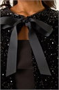Black Sequin Bow Front Jacket, Image 5 of 5
