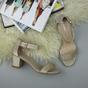 Gold AJVANI Gold Mid Block Heel Ankle Strap Sandals, Image 4 of 6
