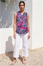 Pink Floral Print Stretch Vest Top, Image 2 of 4