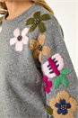 Grey Floral Emellished Jumper, Image 5 of 5