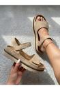 Beige iKrush Beige Violet Suede Platform Sandals, Image 2 of 8