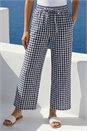 Navy  Gingham Tie Waist Cropped Trouser , Image 2 of 4