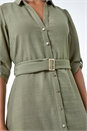 Khaki Short Belted Shirt Dress, Image 5 of 7