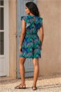 Blue Tropical Leaf Print Playsuit, Image 3 of 4