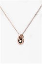 Rose Gold Stainless Steel Chunky Hoop Pendant Necklace, Image 3 of 4