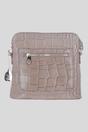 Grey Genuine Leather Crossbody Bag with Adjustable Strap, Image 1 of 5