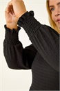 Black Curve Textured Gathered Stretch Midi Dress, Image 5 of 5