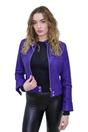 Purple Womens Leather Moto Biker Jacket-Braga, Image 1 of 5
