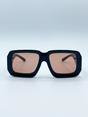 Black Oversized Square Frame Sunglasses In Black with Orange Lenses, Image 2 of 6