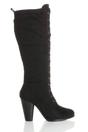 Black High Heel Lace Up Victorian Style Knee Boots, Image 5 of 6