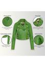 Green Cropped Brando Leather Biker Jacket, Image 3 of 6