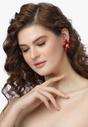 Red AVANT-GARDE PARIS Red Floral Stud Earrings, Image 4 of 5