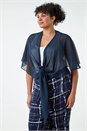 Navy  Curve Chiffon Drape Cover Up, Image 3 of 5