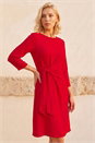 Red Petite Tie Waist Front Dress , Image 2 of 4