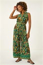 Green Zig Zag Print Full Length Jumpsuit, Image 2 of 5