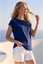 Navy Plain Stretch Cotton Jersey T-Shirt, Image 1 of 4