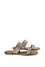 Gold 'Lucy' Slip On Flat Cork Slider Mules, Image 3 of 5