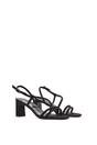 Black Strappy Slingback Mid Block Heel Sandals With Square Toe, Image 3 of 6