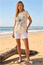 Cream  Floral Print Embellished T-Shirt , Image 3 of 4