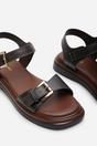 Dark Brown Where's That From Dark Brown Circa Flatform Double Buckle Black Sandal, Image 5 of 6